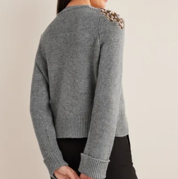 NEW BODEN Embellished Shoulder Gray Sweatshirt XL - Picture 4 of 11